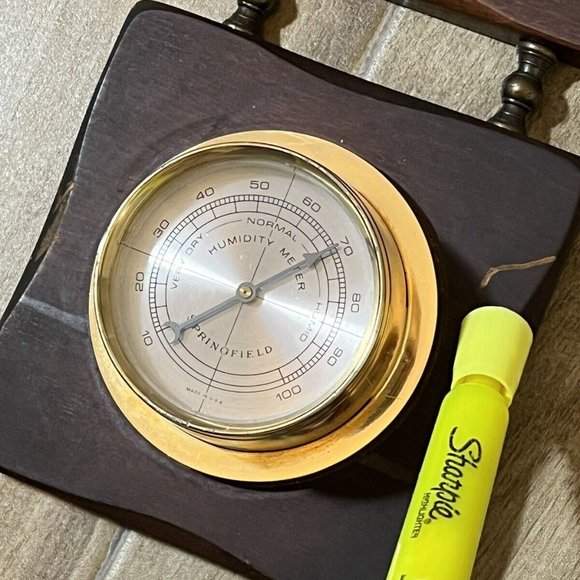 Springfield Weather Station Thermometer, Barometer & Humidity Meter Wood Vintage - Picture 11 of 11